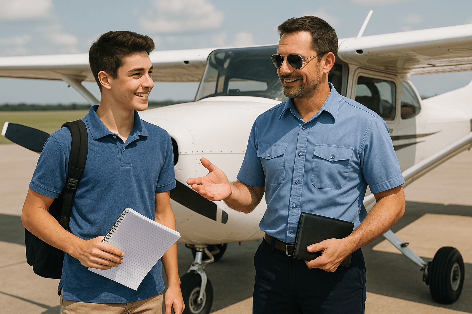 Two pilots near cabine